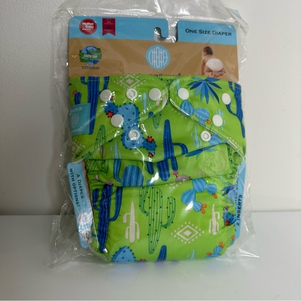 NWT Charlie Banana reusable diaper green cactus